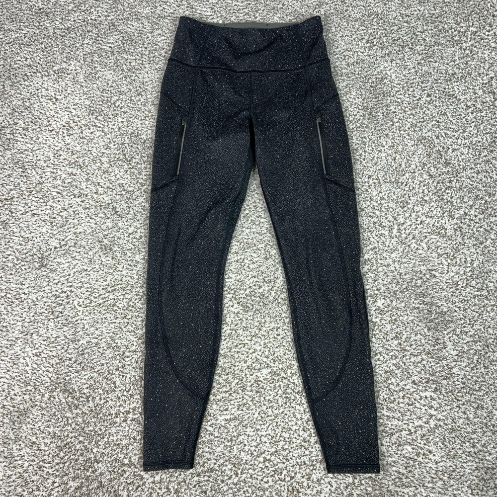 Athleta Leggings Womens Small Black Rainier Reflective Tight Ankle Yoga Gym